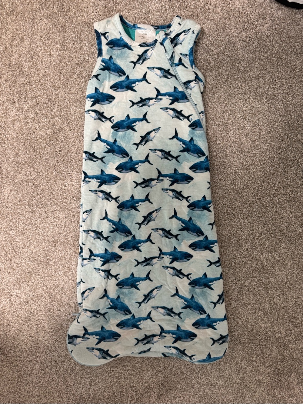 Posh peanut Shark Print Sleeveless Baby Sleep Sack